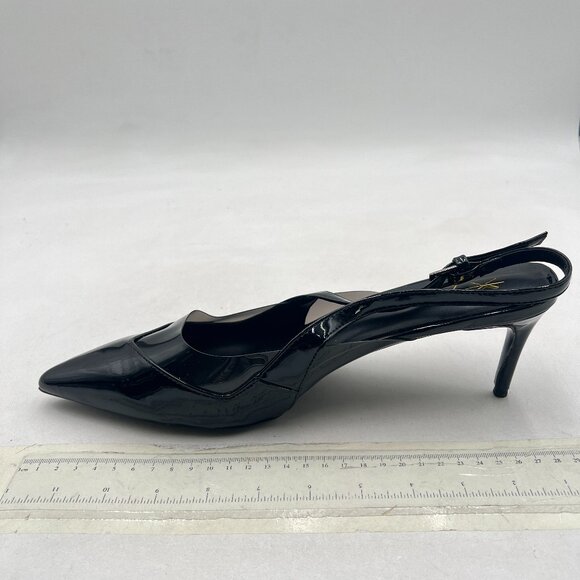 XYD Black Pointed Toe Thin Heel Slingback Pumps Slip on Sandals Slide Shoes - Picture 2 of 8